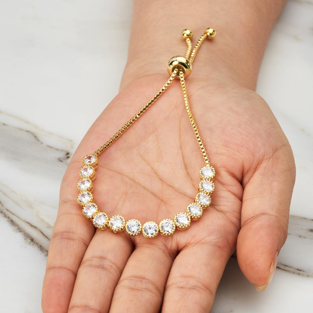 18k Gold Plated Friendship Slider Bracelet with Zircondia® Crystals