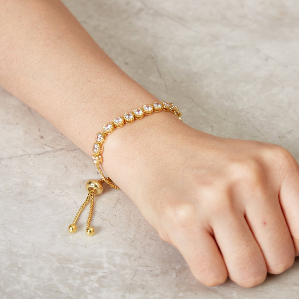 18k Gold Plated Friendship Slider Bracelet with Zircondia® Crystals