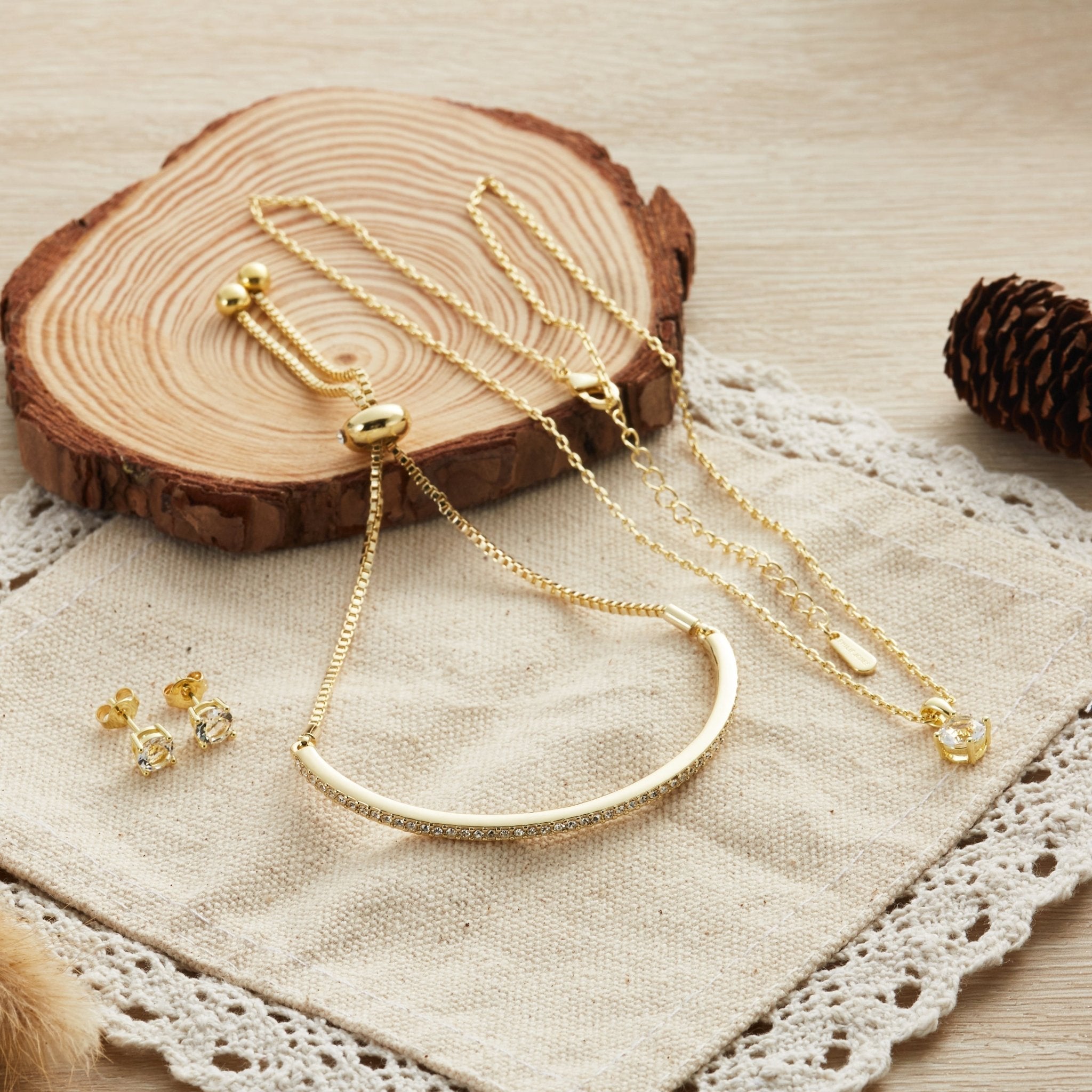 18k Gold Plated Friendship Slider Set Created with Zircondia® Crystals