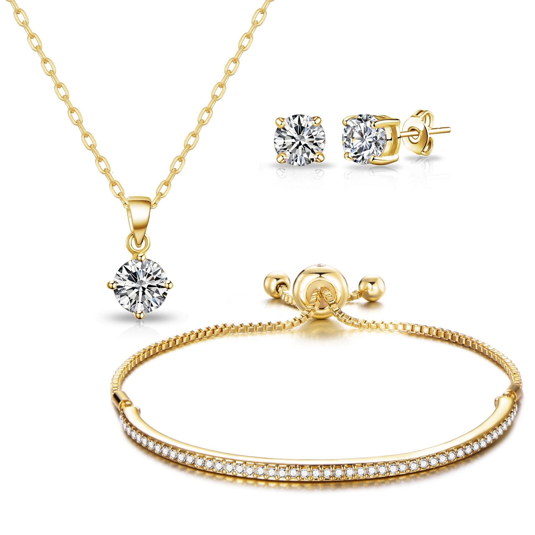 18k Gold Plated Friendship Slider Set Created with Zircondia® Crystals