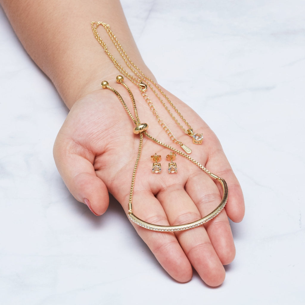 18k Gold Plated Friendship Slider Set Created with Zircondia® Crystals