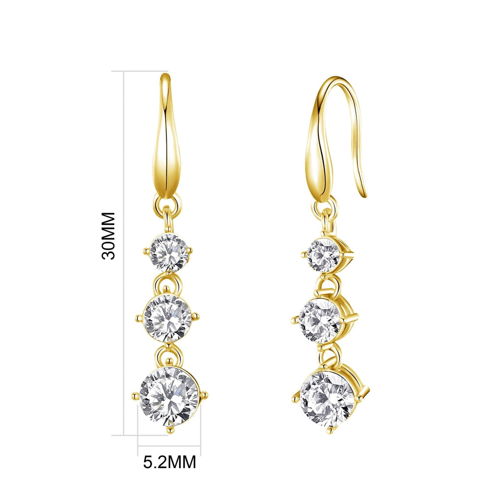 18k Gold Plated Graduated Drop Earrings Created with Zircondia® Crystals
