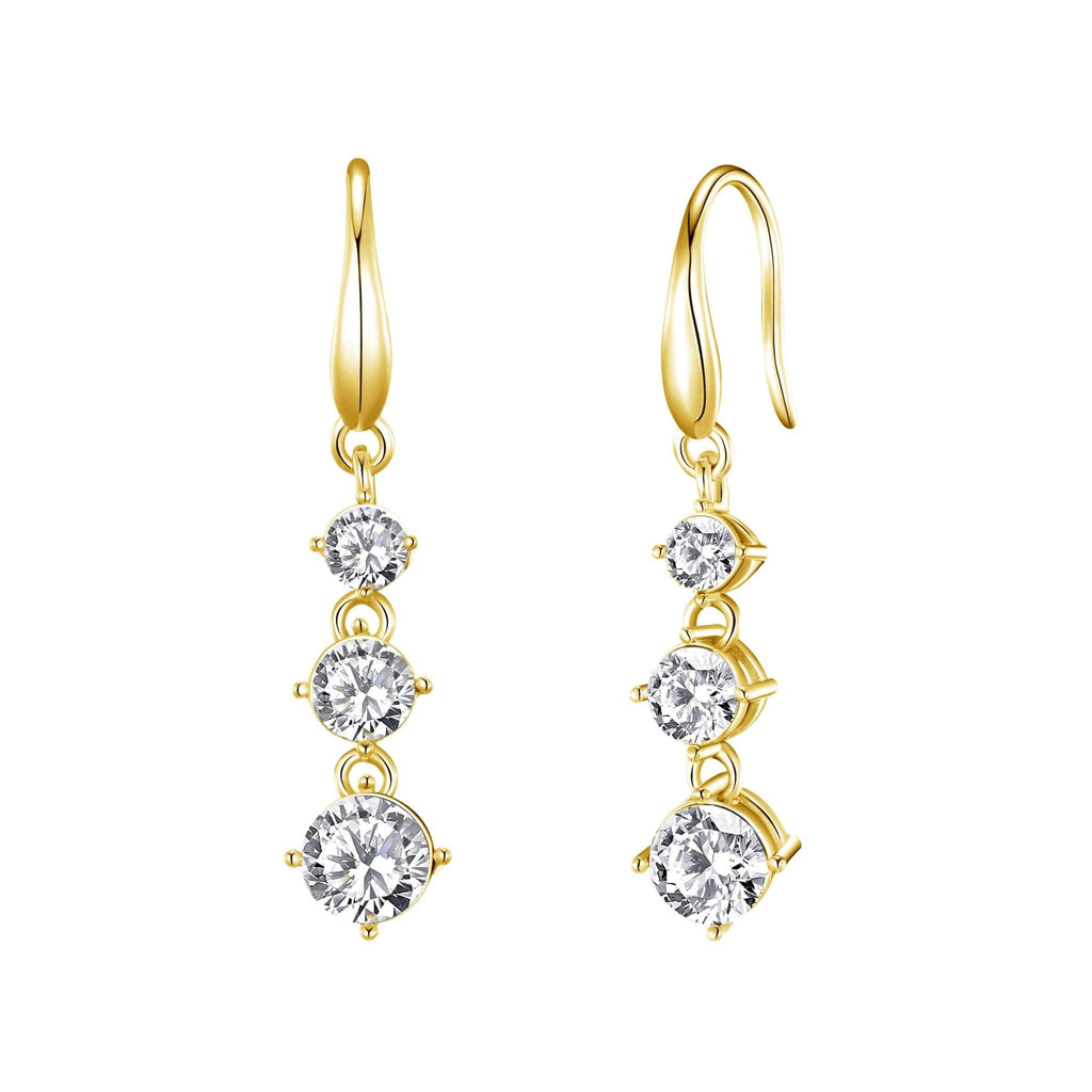 18k Gold Plated Graduated Drop Earrings Created with Zircondia® Crystals