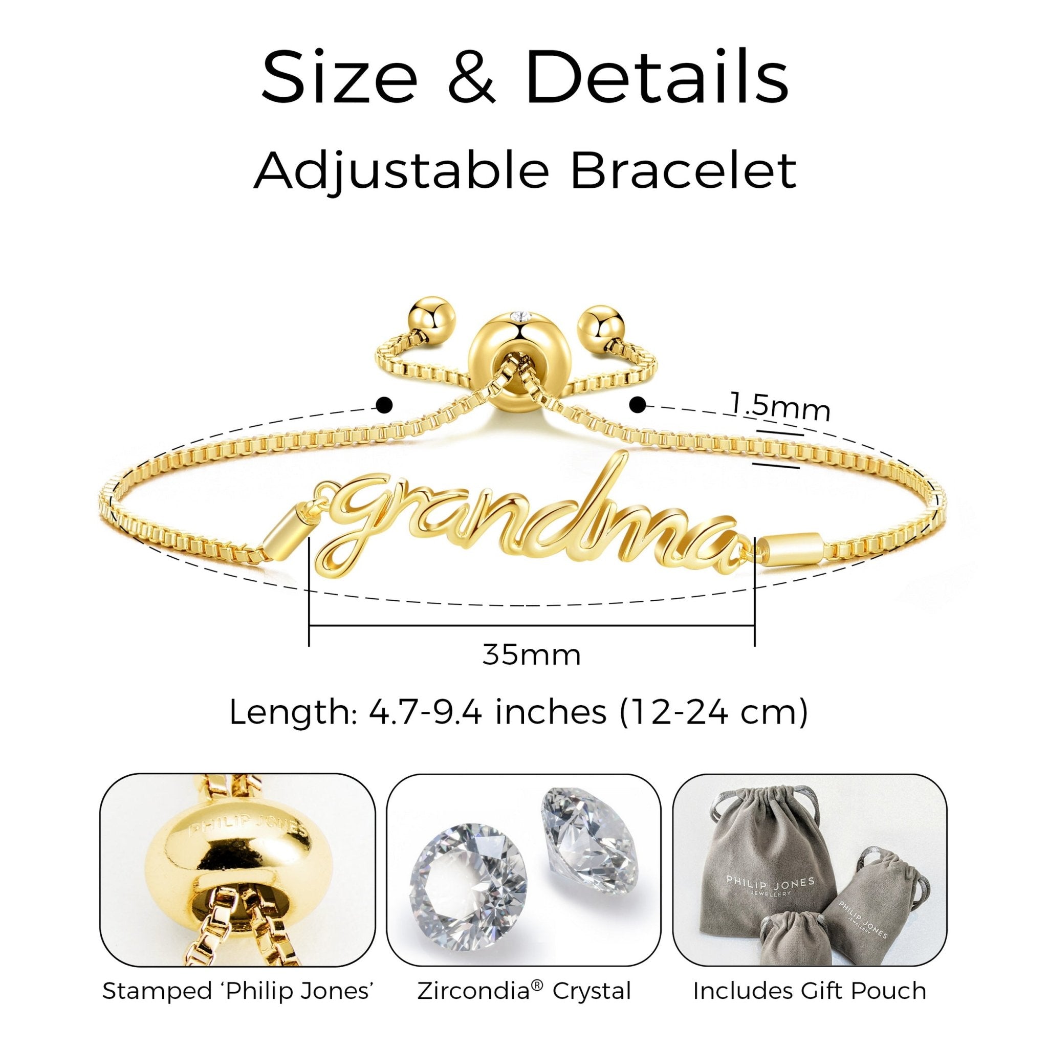 18k Gold Plated Grandma Bracelet Created with Zircondia® Crystals