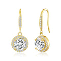 18k Gold Plated Halo Drop Earrings Created with Zircondia® Crystals