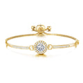18k Gold Plated Halo Friendship Slider Bracelet Created with Zircondia® Crystals