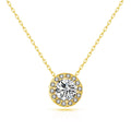 18k Gold Plated Halo Necklace Created with Zircondia® Crystals