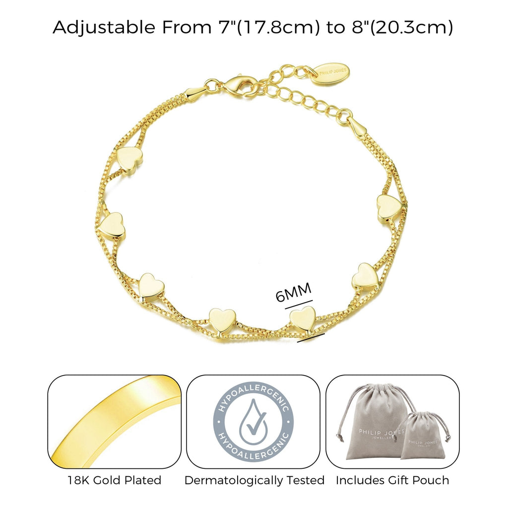 18k Gold Plated Heart Bracelet
