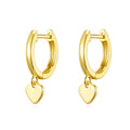 18k Gold Plated Heart Charm Hoop Earrings