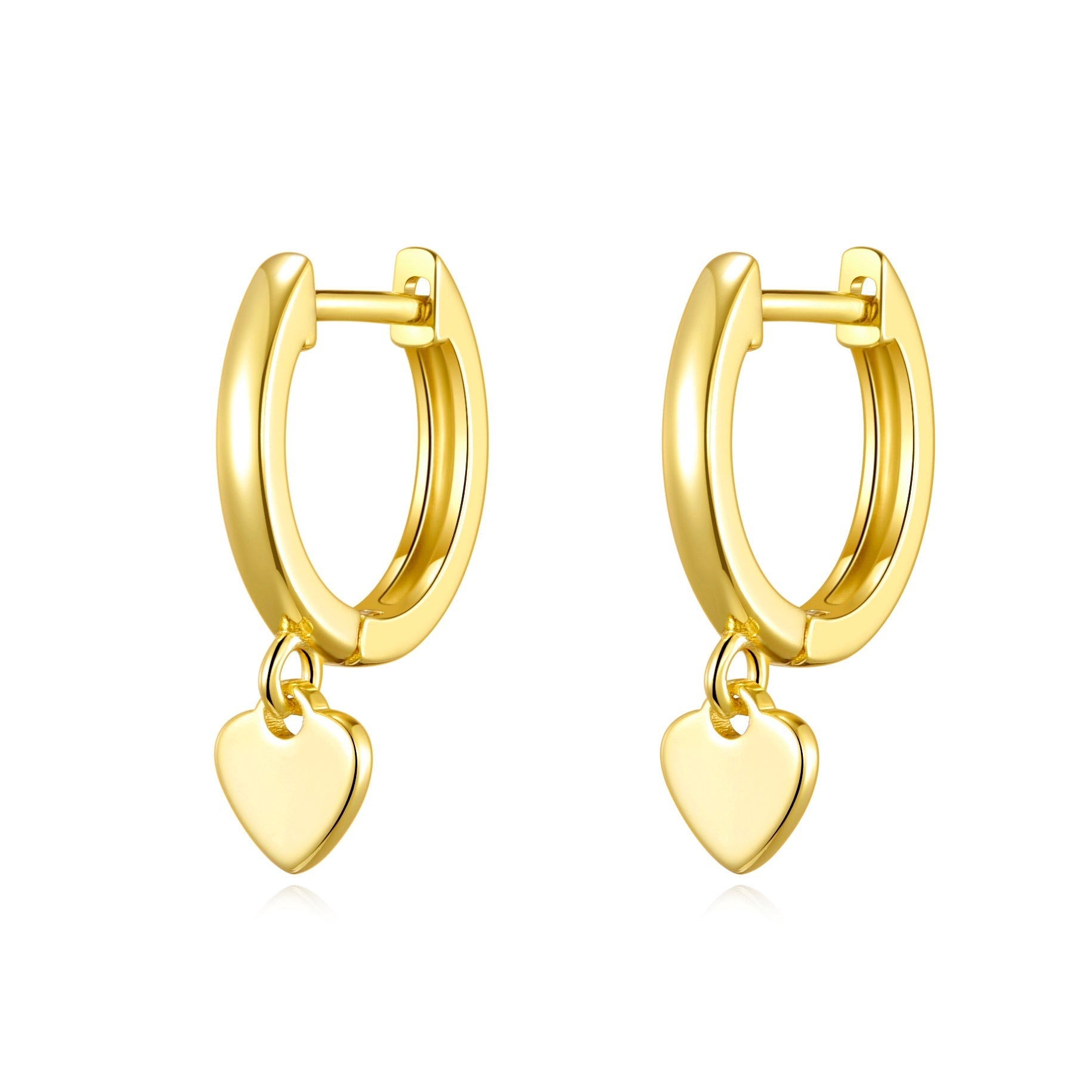 18k Gold Plated Heart Charm Hoop Earrings