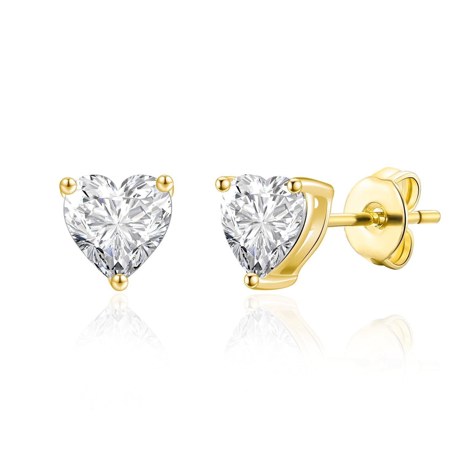 18k Gold Plated Heart Earrings Created with Zircondia® Crystals