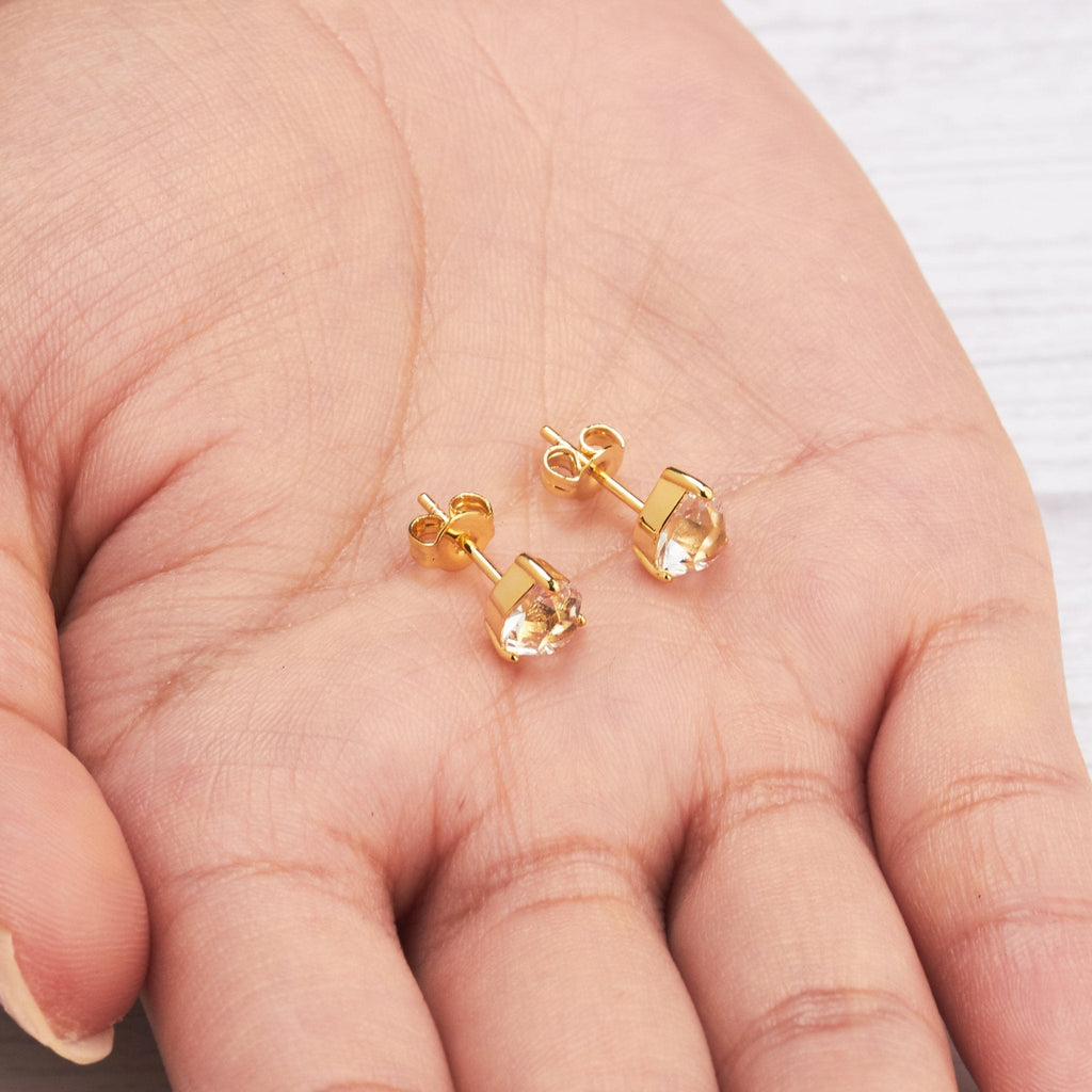 18k Gold Plated Heart Earrings Created with Zircondia® Crystals