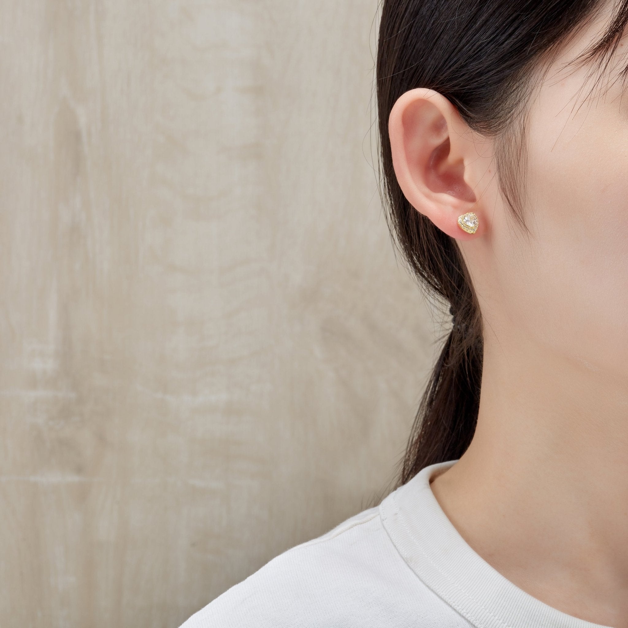 18k Gold Plated Heart Halo Earrings Created with Zircondia® Crystals