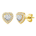 18k Gold Plated Heart Halo Earrings Created with Zircondia® Crystals