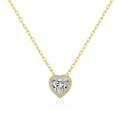 18k Gold Plated Heart Halo Necklace Created with Zircondia® Crystals