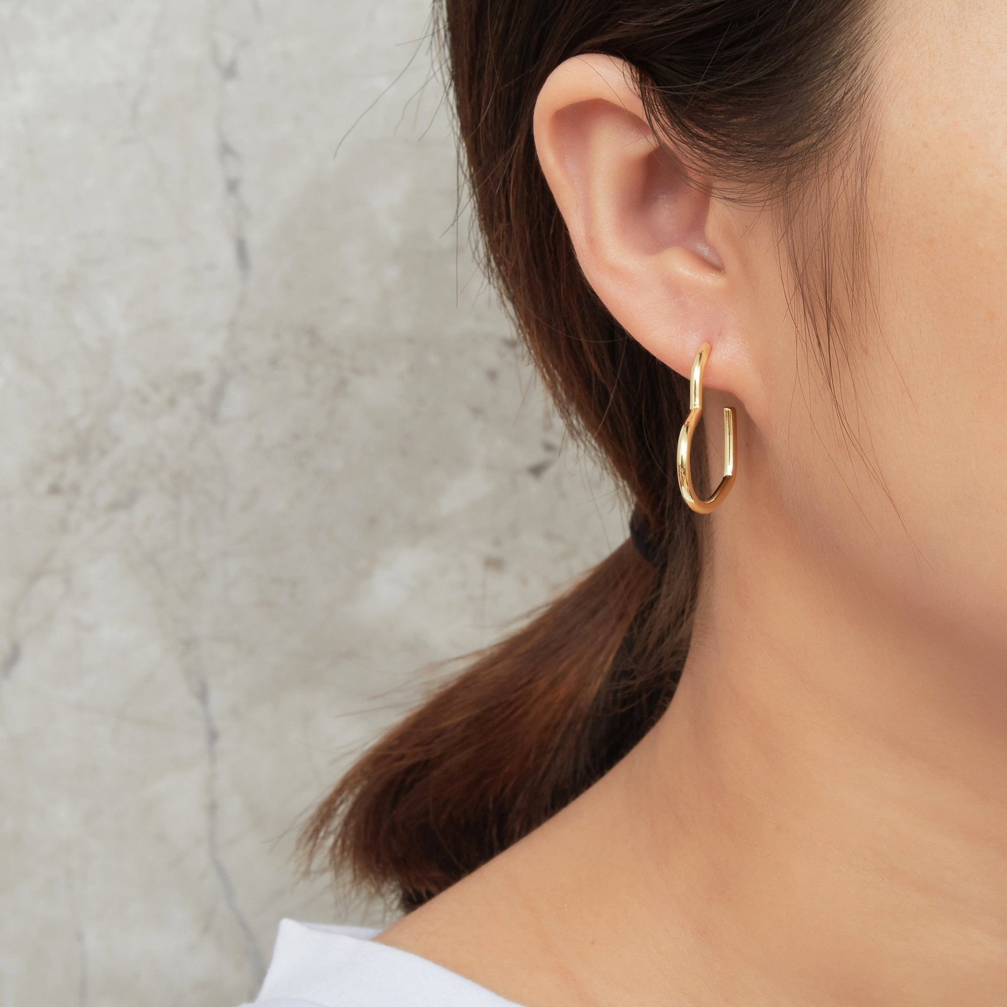 18k Gold Plated Heart Hoop Earrings with Butterfly Backs