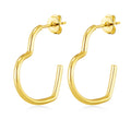 18k Gold Plated Heart Hoop Earrings with Butterfly Backs
