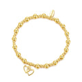 18k Gold Plated Heart Link Beaded Stretch Bracelet