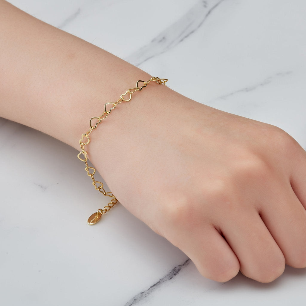 18k Gold Plated Heart Link Bracelet
