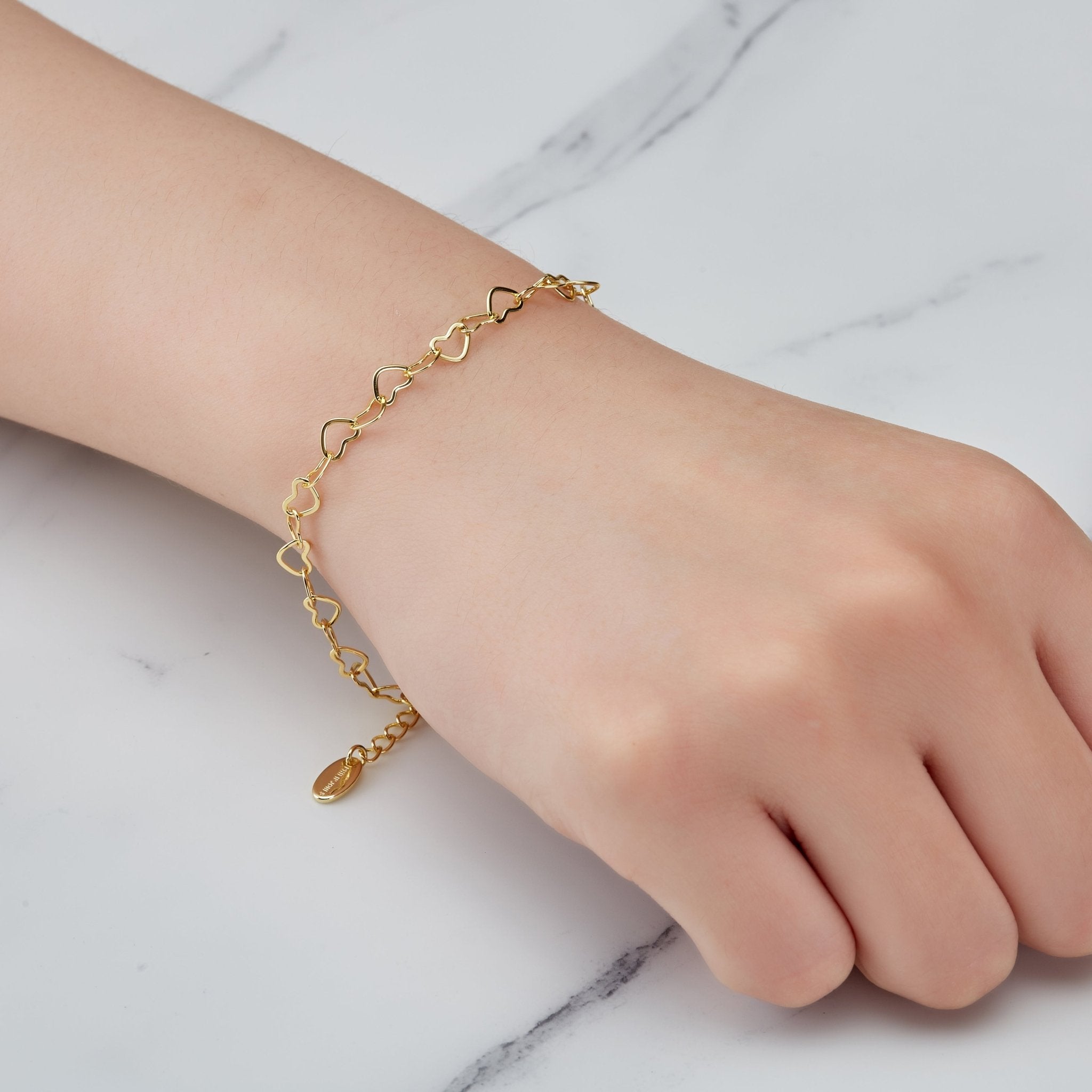 18k Gold Plated Heart Link Bracelet