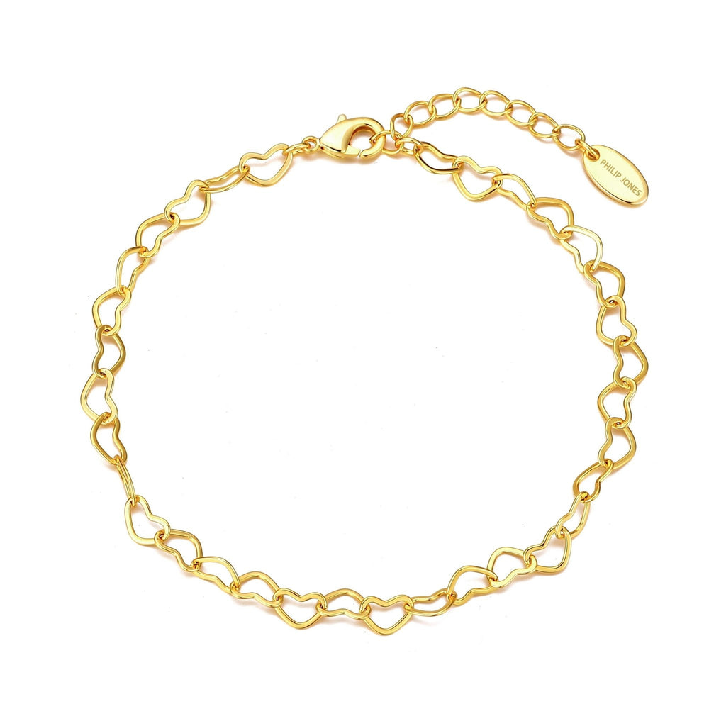 18k Gold Plated Heart Link Bracelet