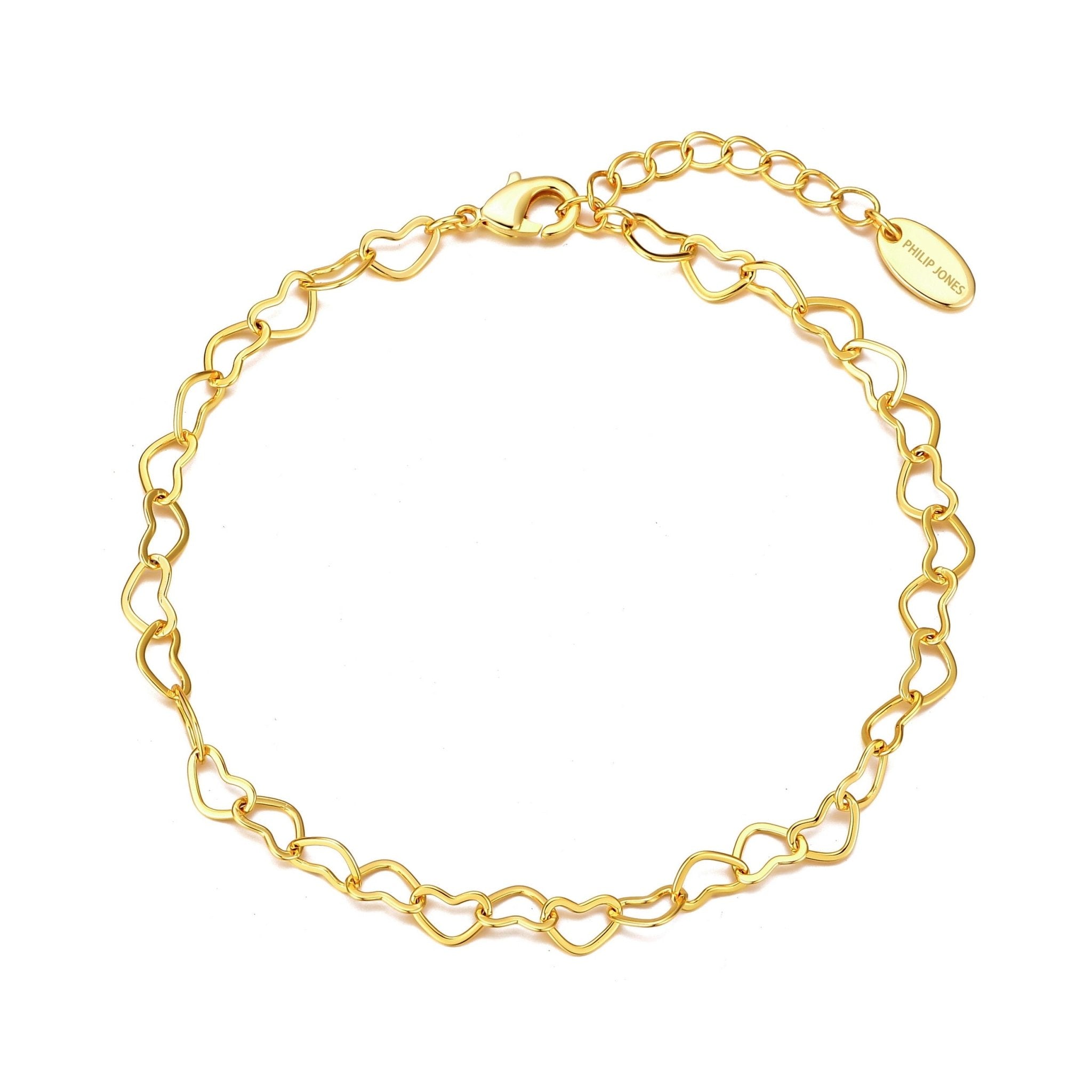 18k Gold Plated Heart Link Bracelet