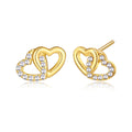 18k Gold Plated Heart Link Earrings Created with Zircondia® Crystals
