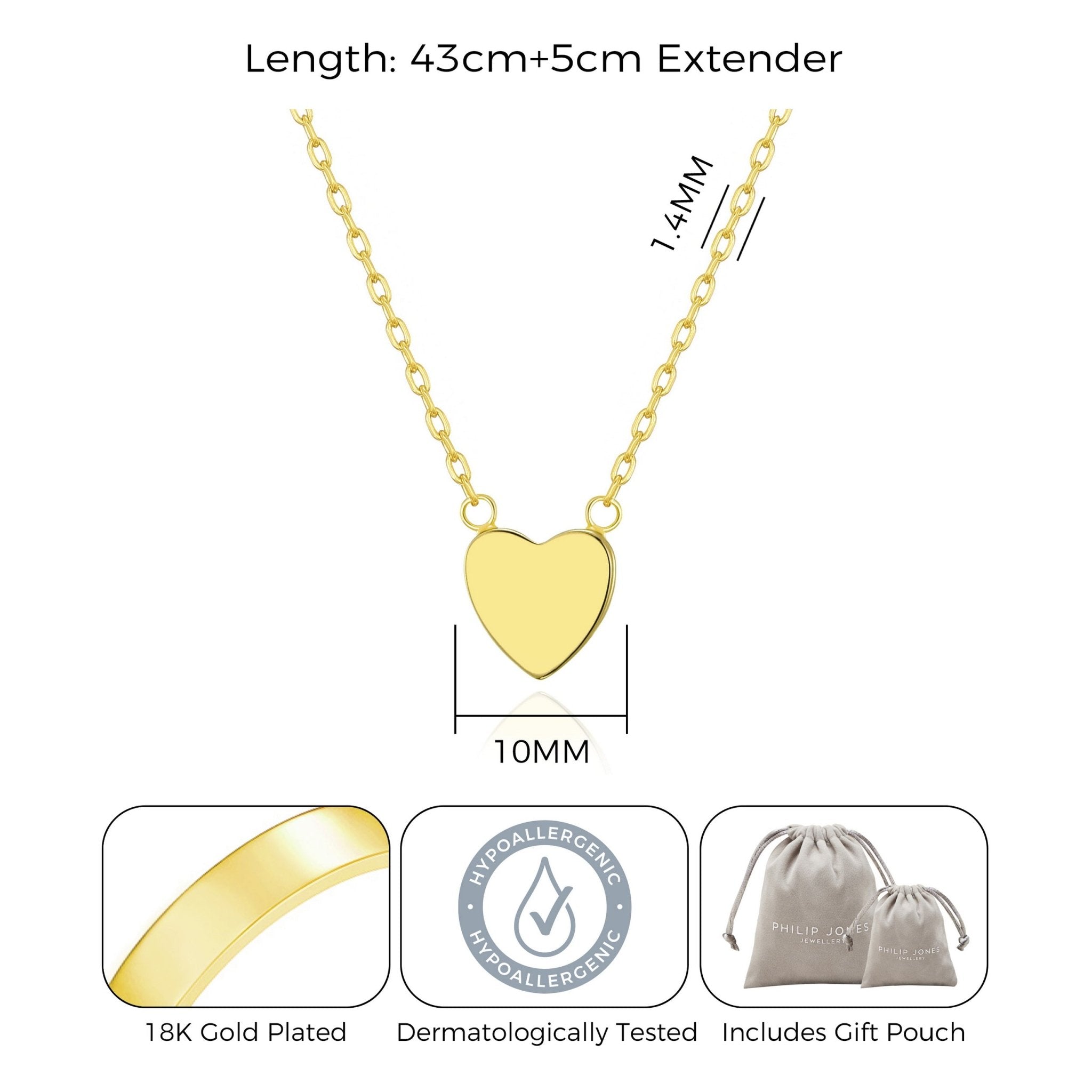 18k Gold Plated Heart Necklace