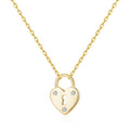 18k Gold Plated Heart Padlock Necklace Created with Zircondia® Crystals