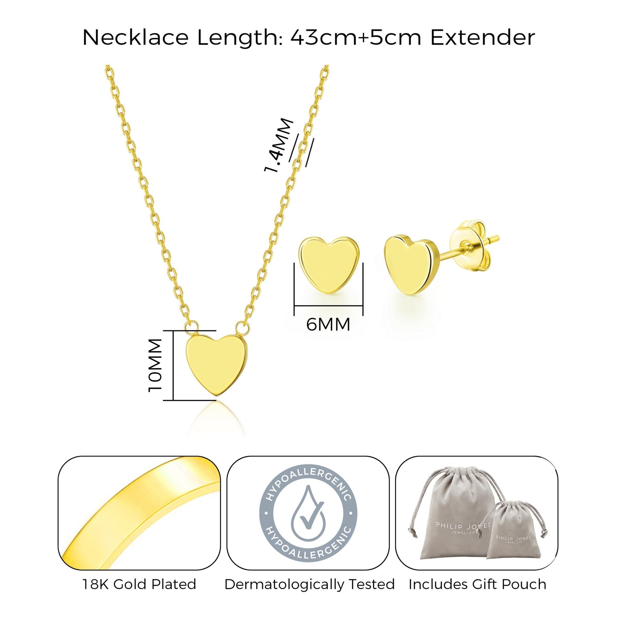 18k Gold Plated Heart Set