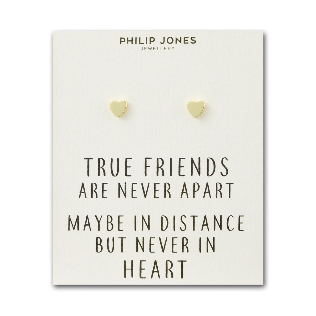 18k Gold Plated Heart Stud Earrings with Quote Card