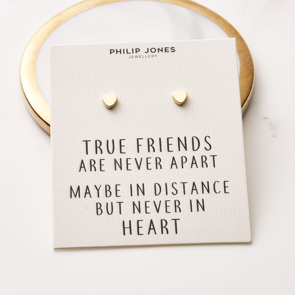 18k Gold Plated Heart Stud Earrings with Quote Card