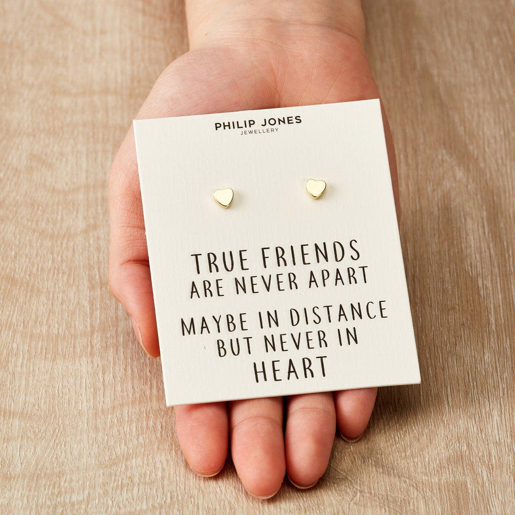 18k Gold Plated Heart Stud Earrings with Quote Card