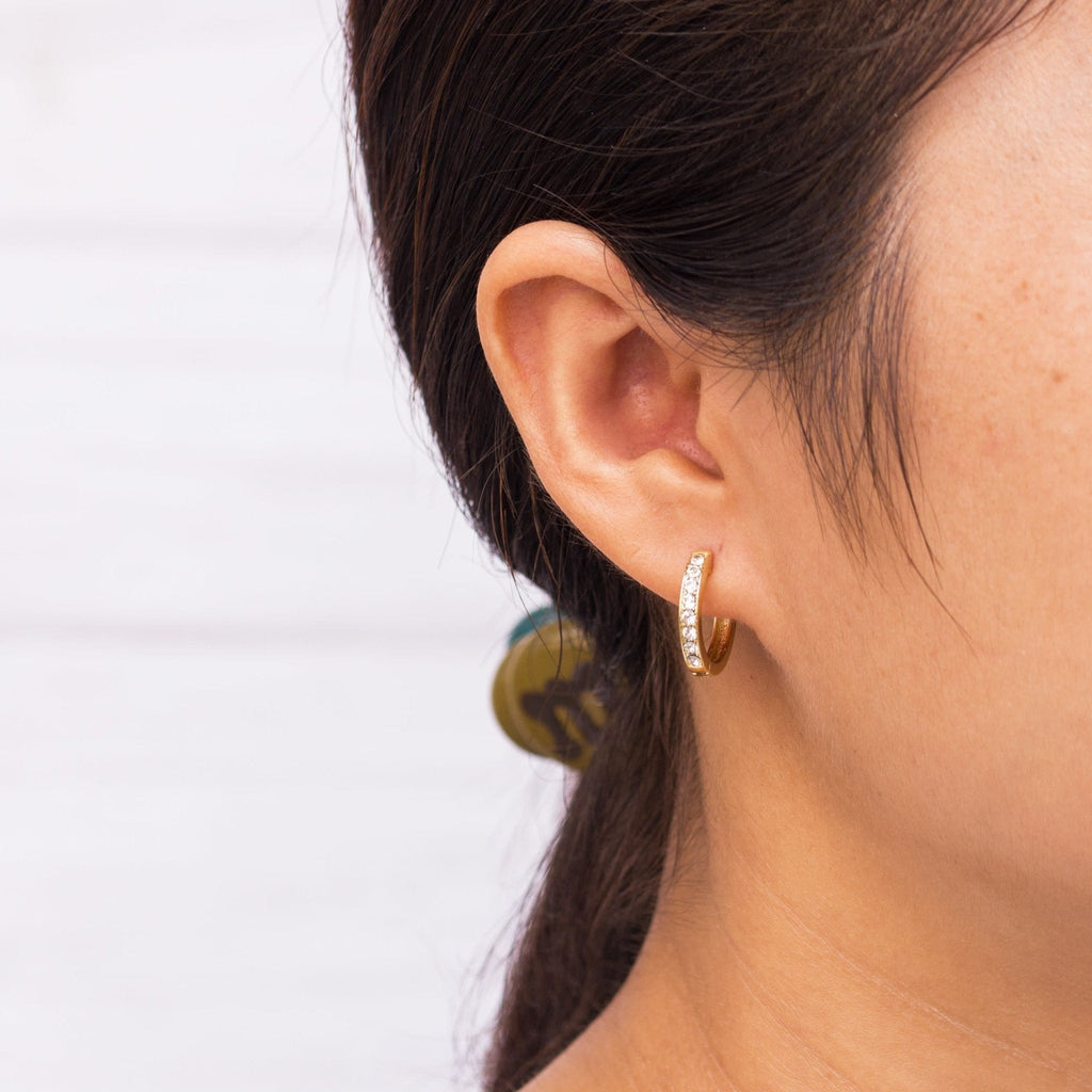 18k Gold Plated Hoop Earrings Created with Zircondia® Crystals