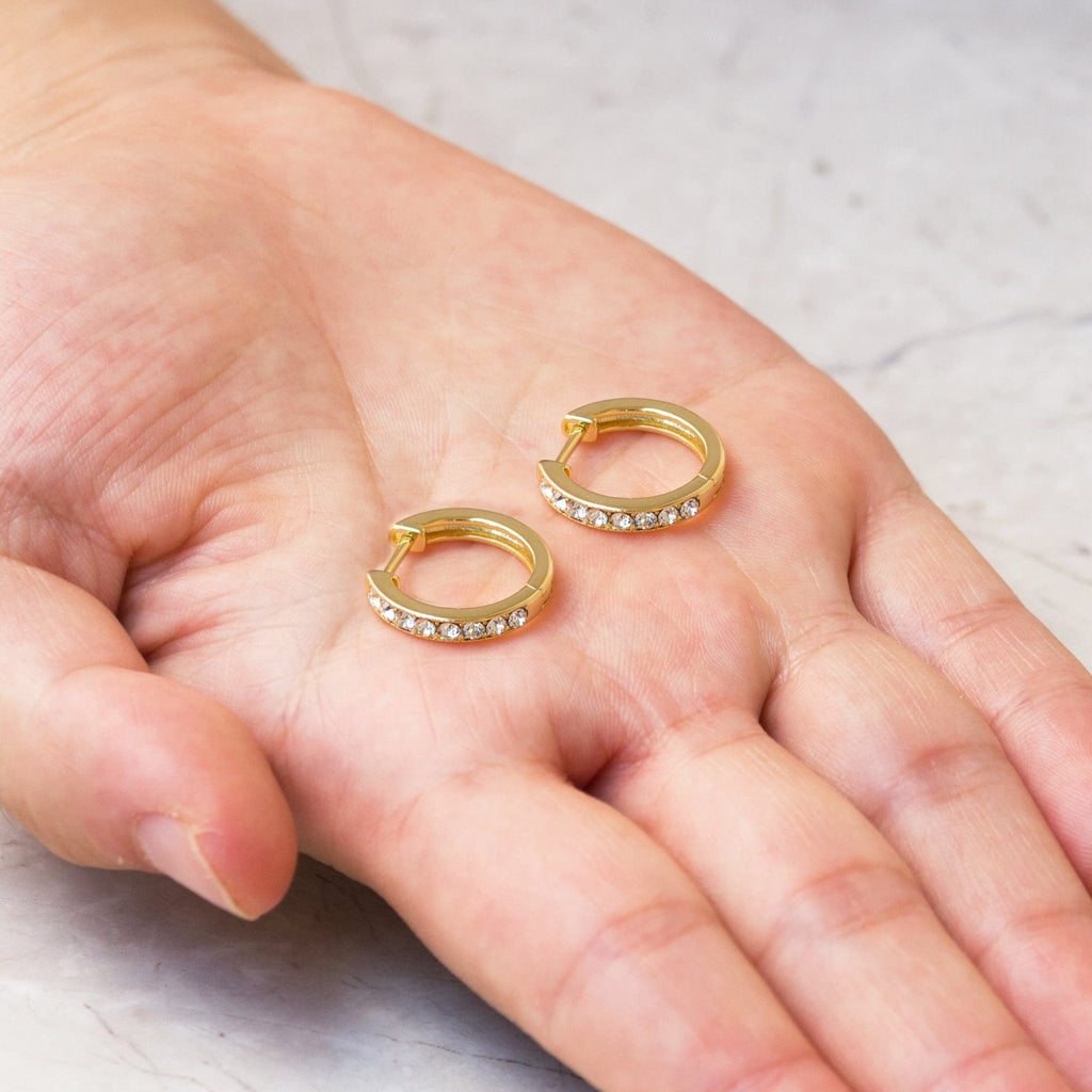 18k Gold Plated Hoop Earrings Created with Zircondia® Crystals