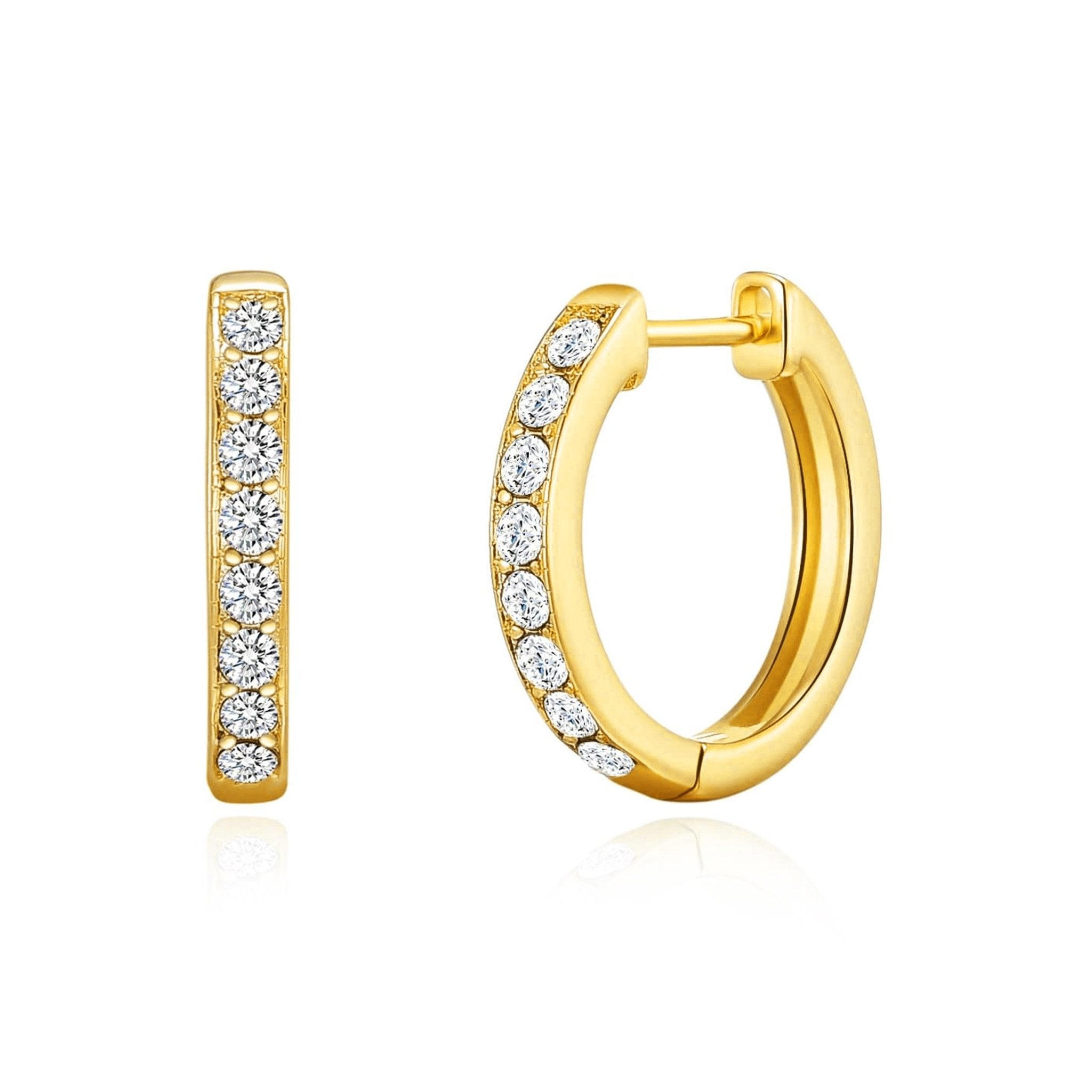 18k Gold Plated Hoop Earrings Created with Zircondia® Crystals