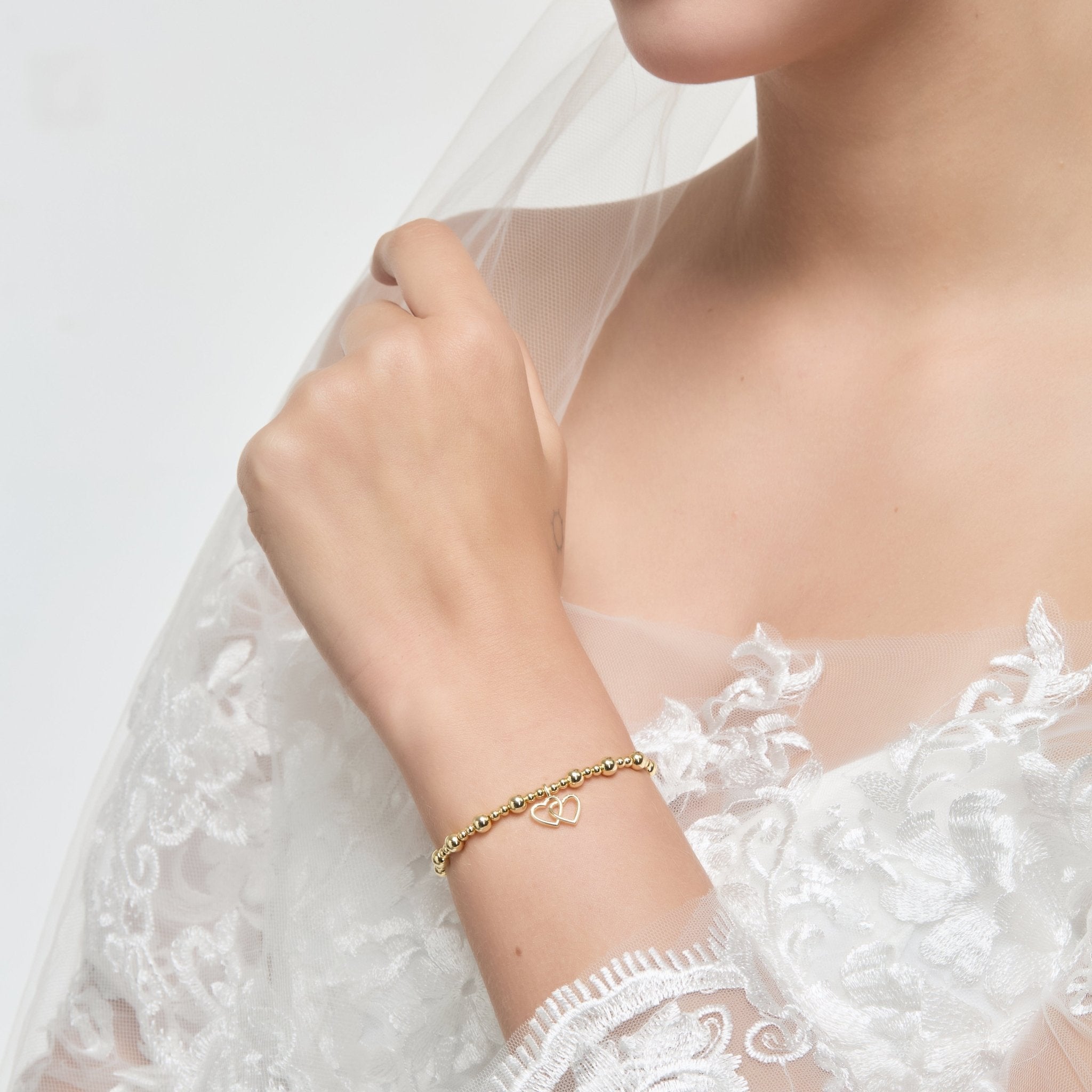 18k Gold Plated I Couldn't Say I Do Without You Heart Link Stretch Bracelet with Gift Box