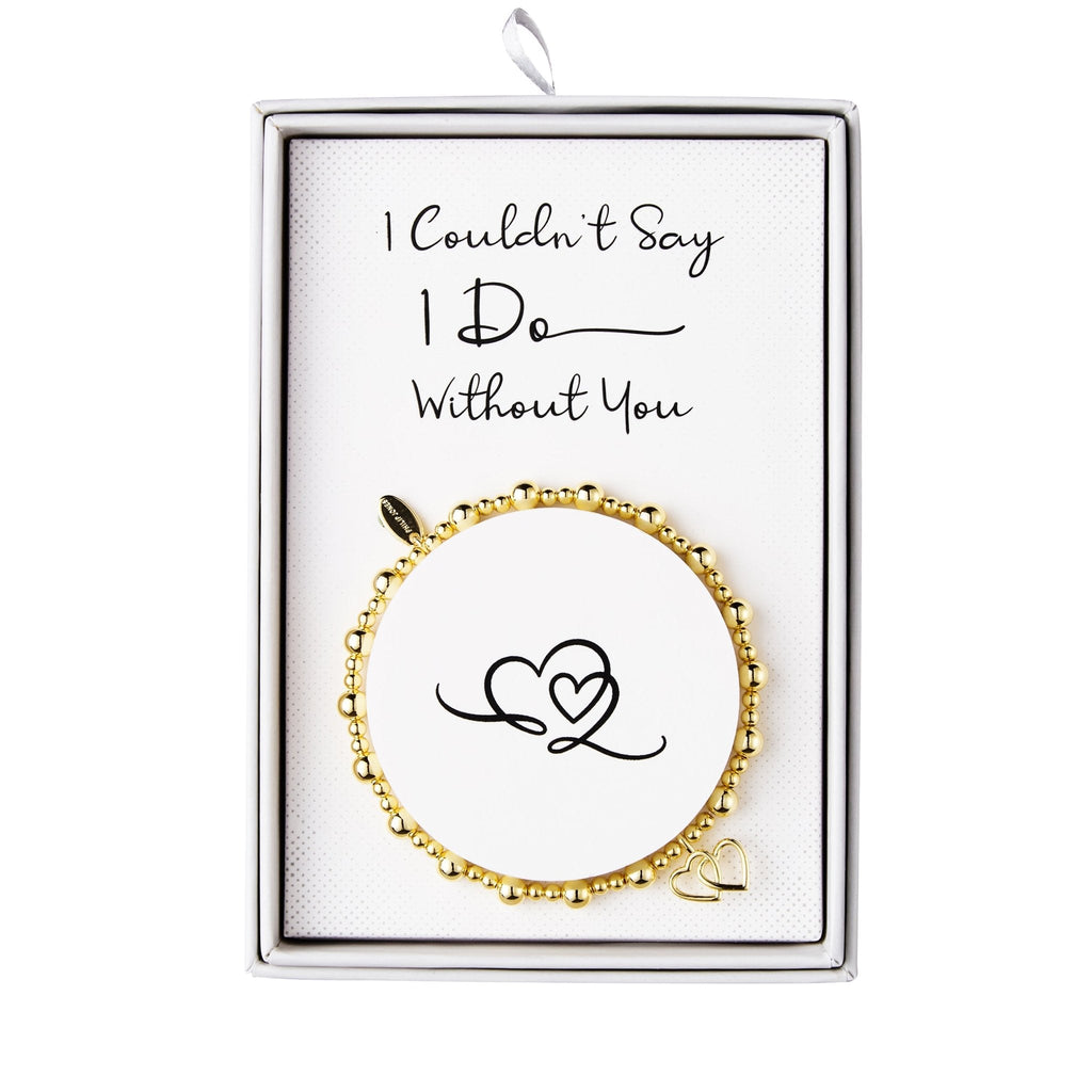 18k Gold Plated I Couldn't Say I Do Without You Heart Link Stretch Bracelet with Gift Box