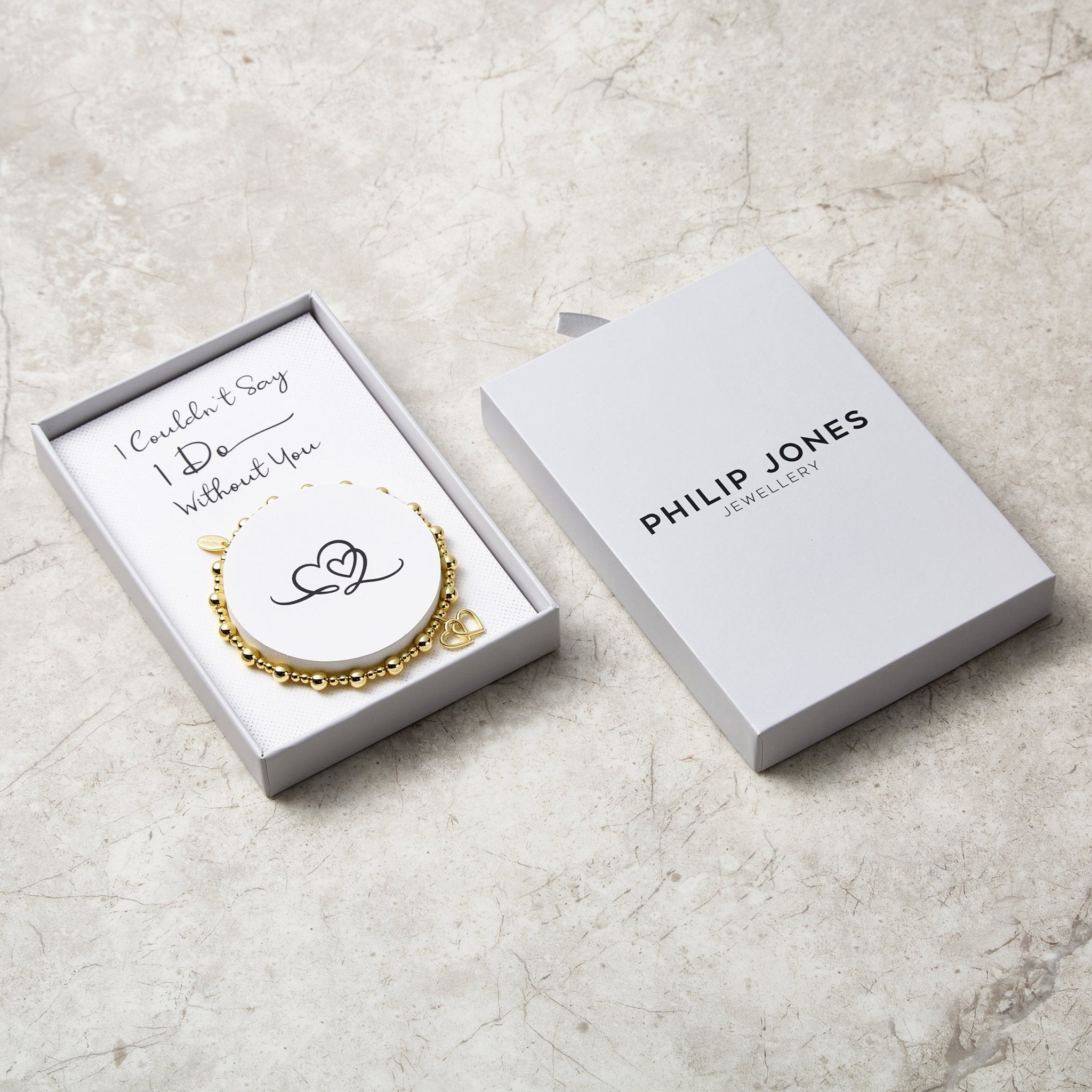 18k Gold Plated I Couldn't Say I Do Without You Heart Link Stretch Bracelet with Gift Box