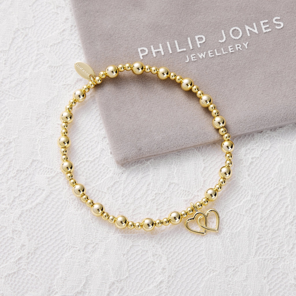 18k Gold Plated I Couldn't Say I Do Without You Heart Link Stretch Bracelet with Gift Box