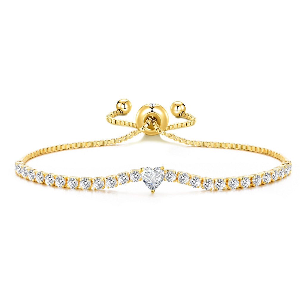 18k Gold Plated I Couldn't Say I Do Without You Heart Solitaire Bridal Bracelet with Zircondia® Crystals