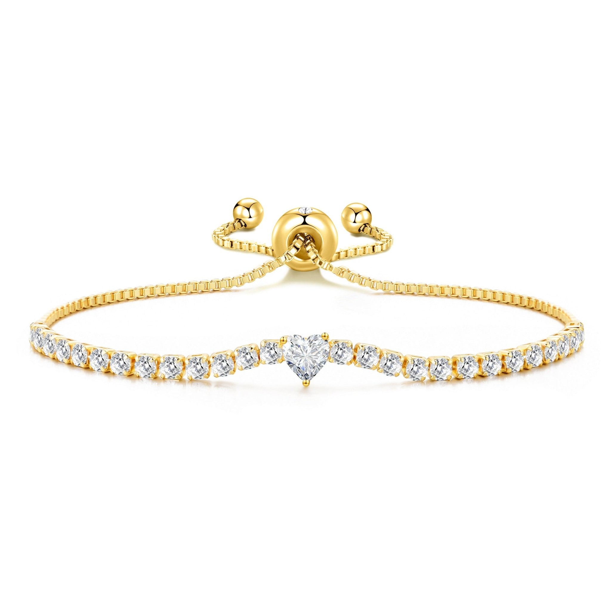 18k Gold Plated I Couldn't Say I Do Without You Heart Solitaire Bridal Bracelet with Zircondia® Crystals