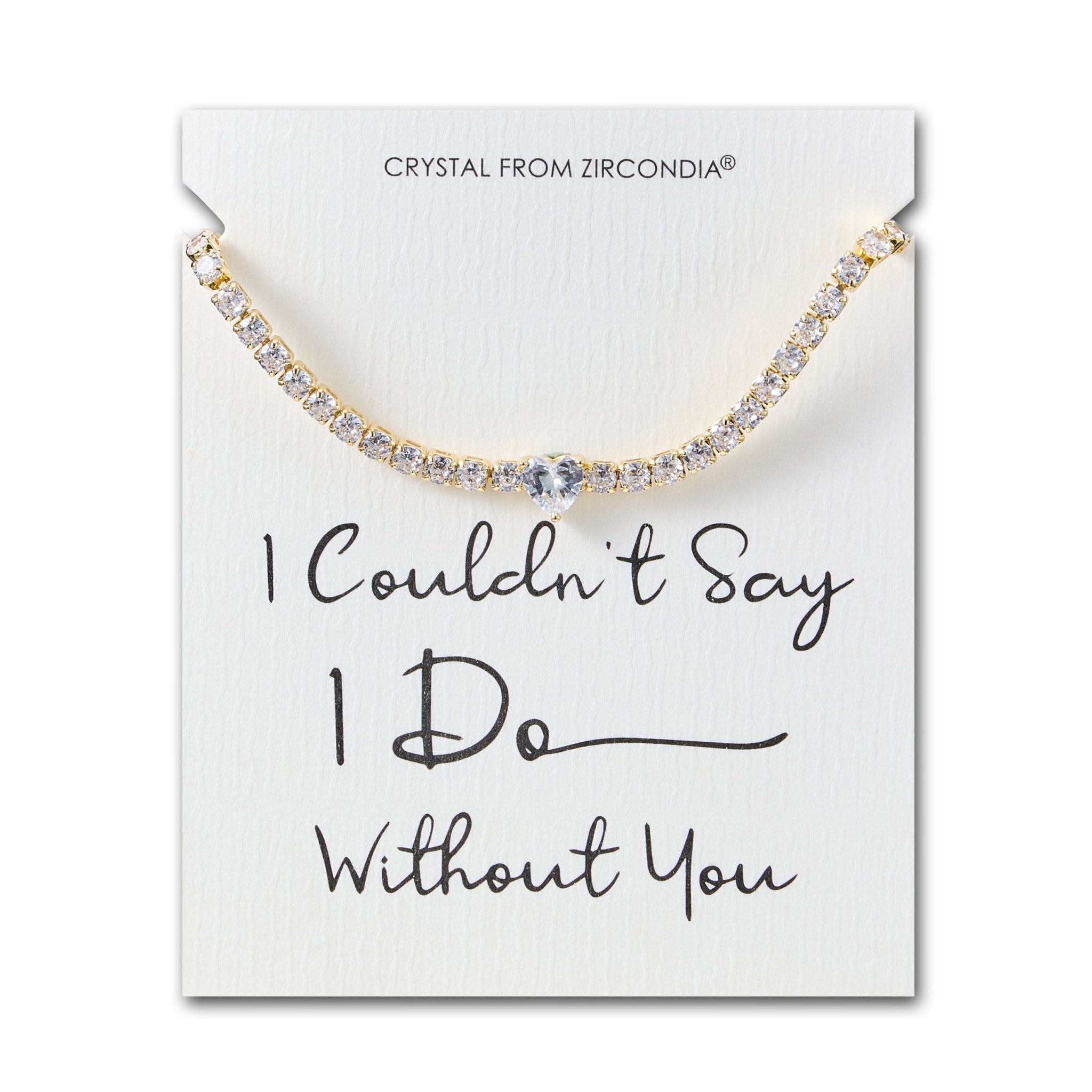 18k Gold Plated I Couldn't Say I Do Without You Heart Solitaire Bridal Bracelet with Zircondia® Crystals