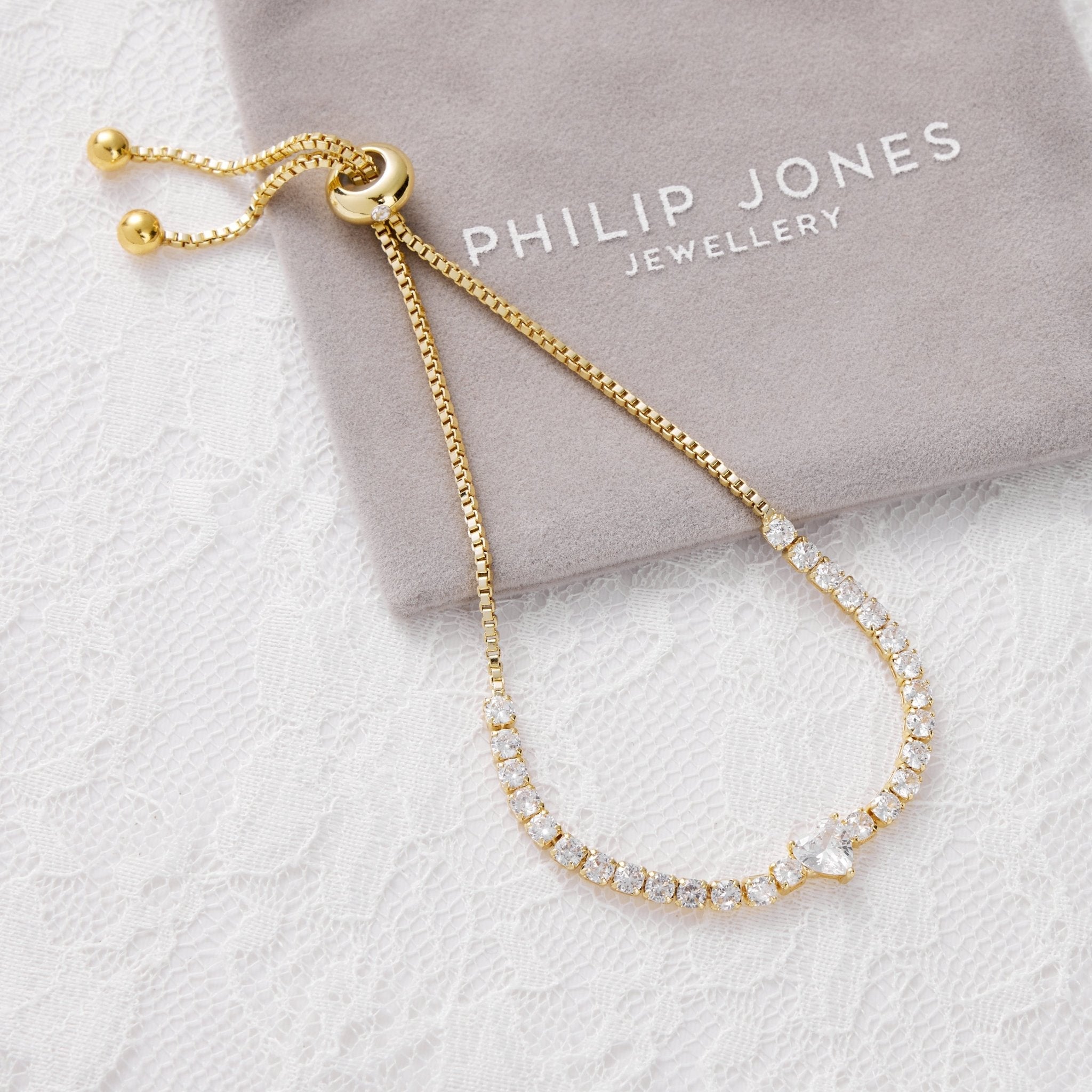 18k Gold Plated I Couldn't Say I Do Without You Heart Solitaire Bridal Bracelet with Zircondia® Crystals
