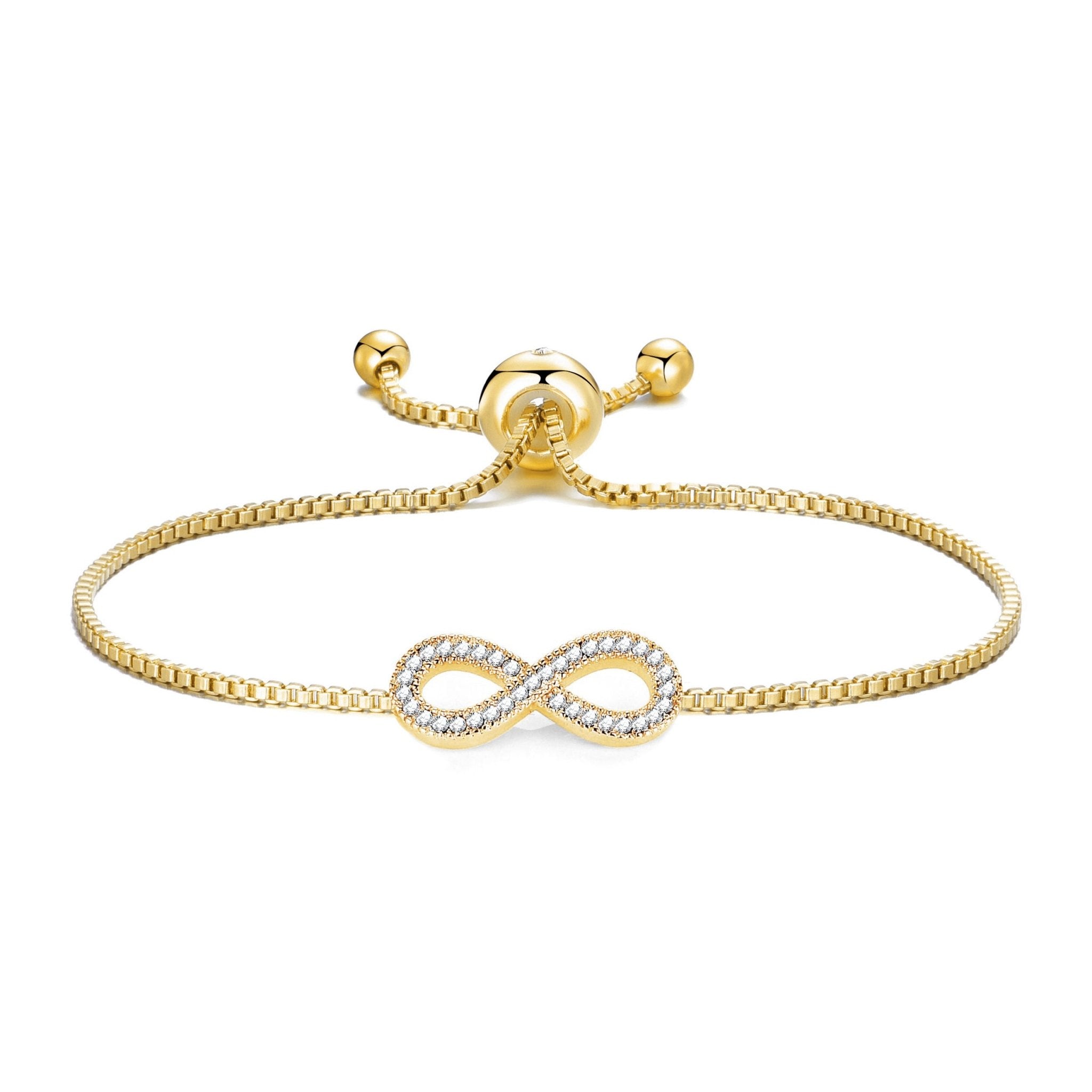 18k Gold Plated Infinity Friendship Slider Bracelet Created with Zircondia® Crystals