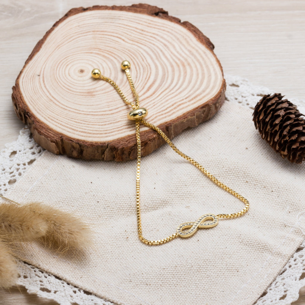 18k Gold Plated Infinity Friendship Slider Bracelet Created with Zircondia® Crystals