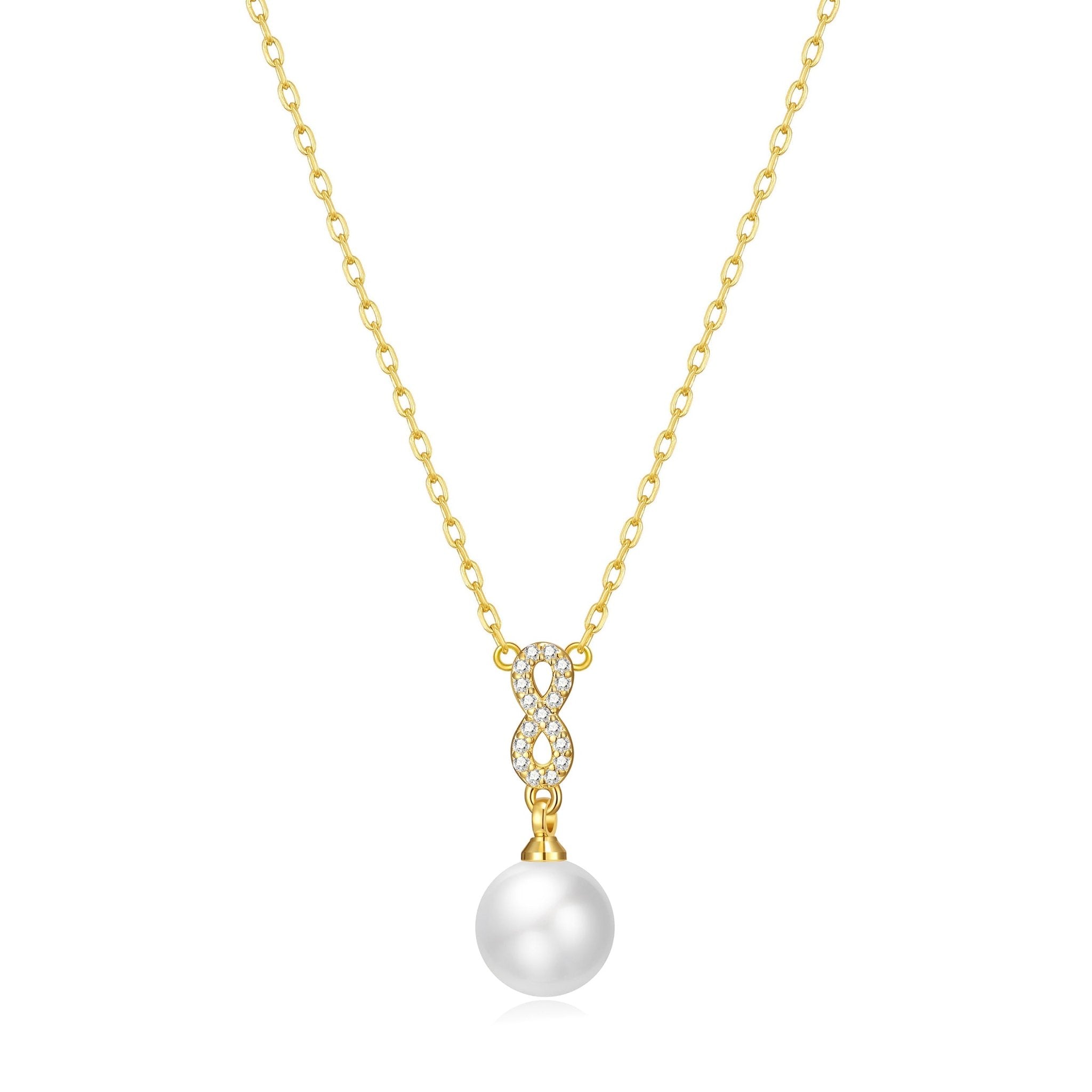 18k Gold Plated I Couldn't Say I Do Without You Infinity Pearl Bridal Drop Necklace with Zircondia® Crystals