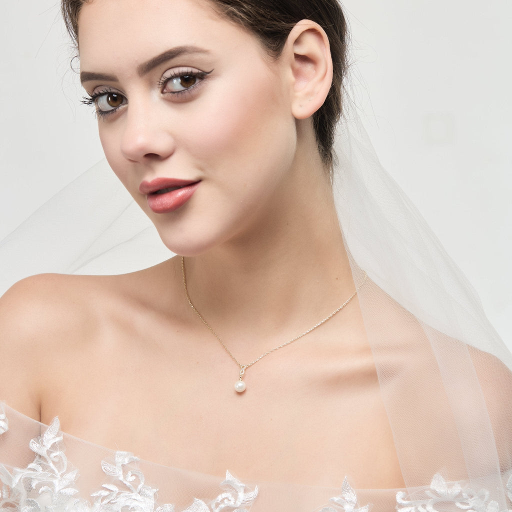18k Gold Plated I Couldn't Say I Do Without You Infinity Pearl Bridal Drop Necklace with Zircondia® Crystals