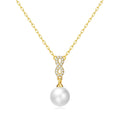 18k Gold Plated Infinity Pearl Drop Necklace Created with Zircondia® Crystals