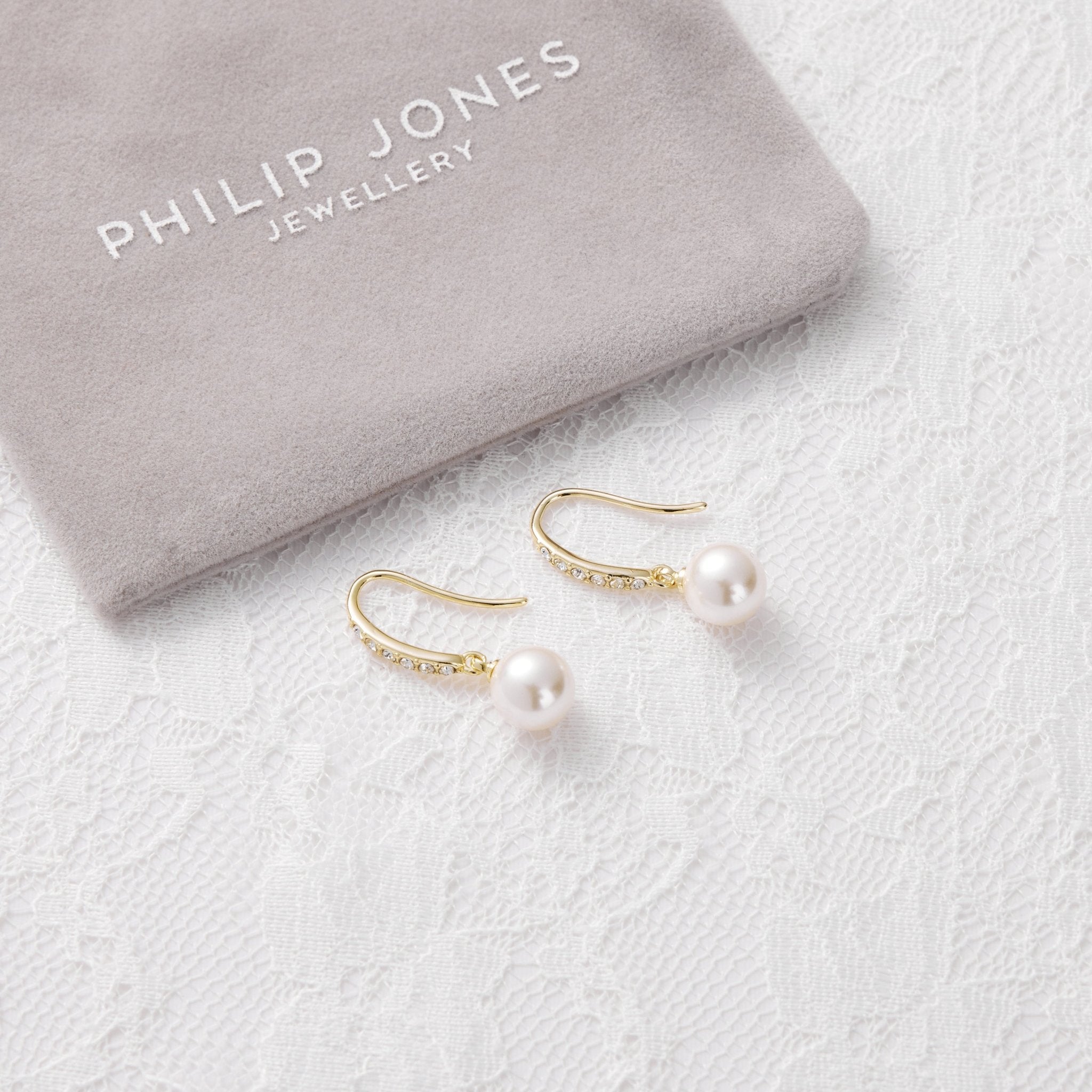 18k Gold Plated I Couldn't Say I Do Without You Pearl Drop Bridal Earrings Created with Zircondia® Crystals